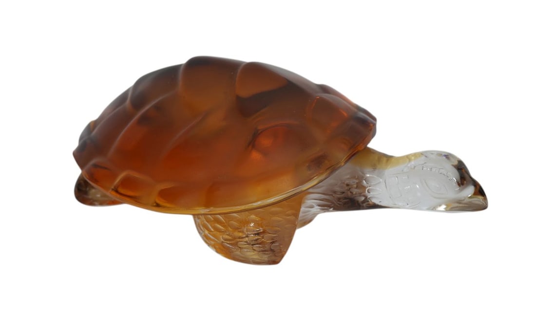 Lalique Crystal France Tortoise "Caroline", 1 1/2"h x 6"w (1 of 7)