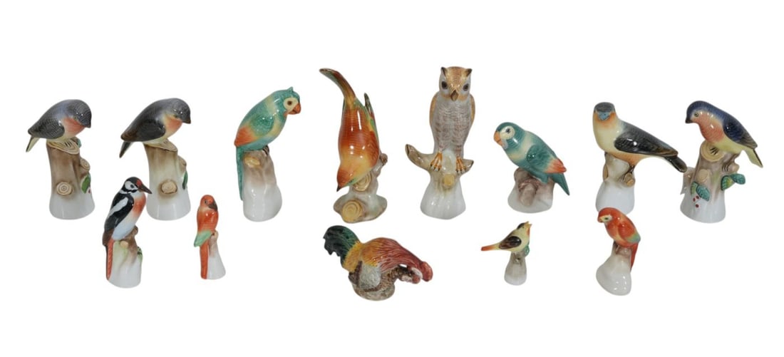 13 Vintage Herend Porcelain Assorted Birds, incl; Owl, Sparrow & Turkey, Etc. Largest 5"h x 2 1/2"w (1 of 11)