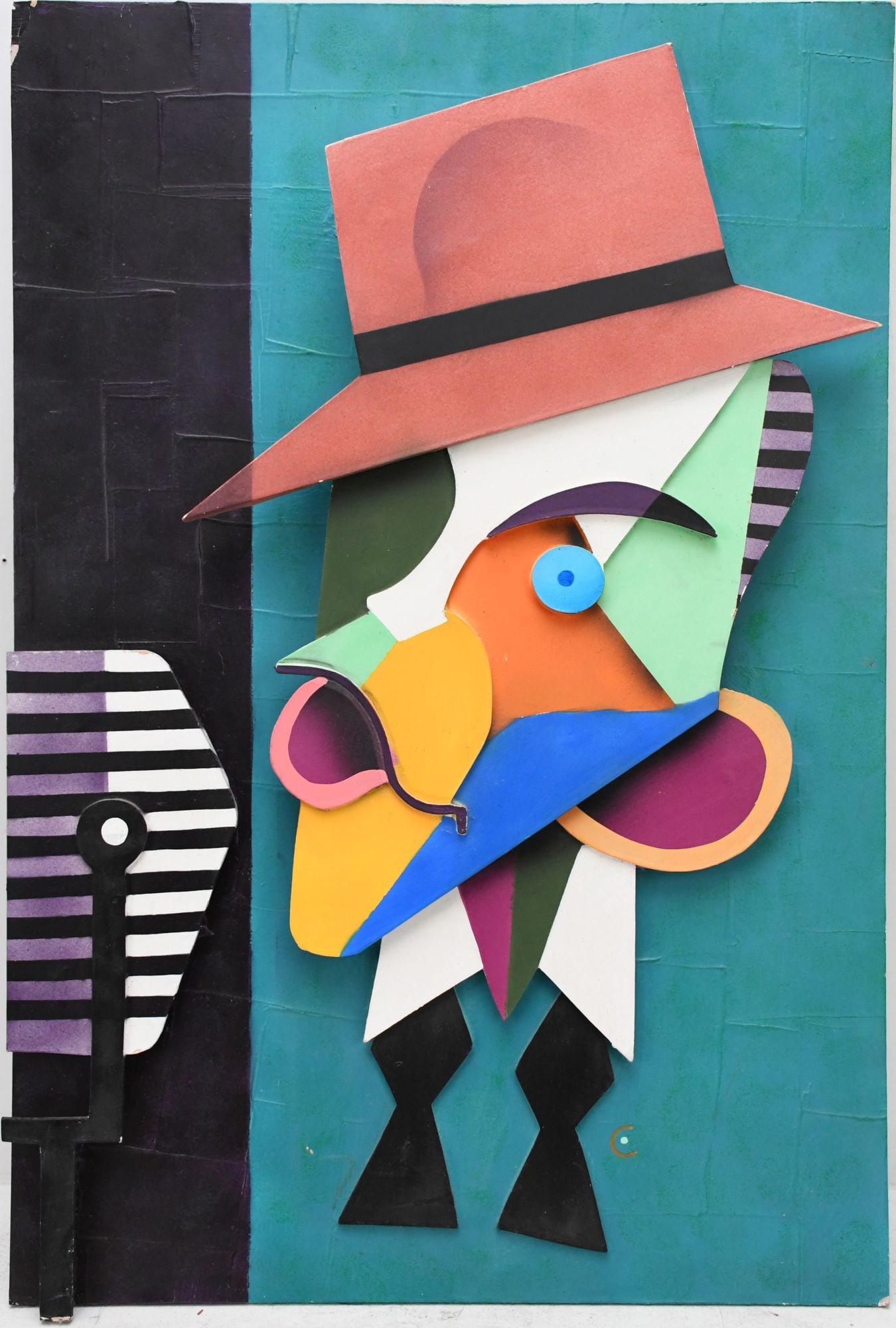 David Cowels (Am. 20th Century) 3-D Art- Frank Cinatra painted wood. Signed on reverse. 30 x 20: David Cowels (Am. 20th Century) 3-D Art- Frank Cinatra painted wood. Signed on reverse. 30 x 20 inches