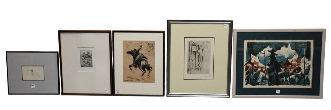 Werner Drewes (German/American) Color lithograph "Montblanc-ca. 1952. (no. 156). Carlo Carra: Werner Drewes (German/American) Color lithograph "Montblanc-ca. 1952. (no. 156). Carlo Carra (Italy) Etching- La casa dell 'more I (The House of Love I) - 1924. pencil signed and numbered 16/25.Max Li