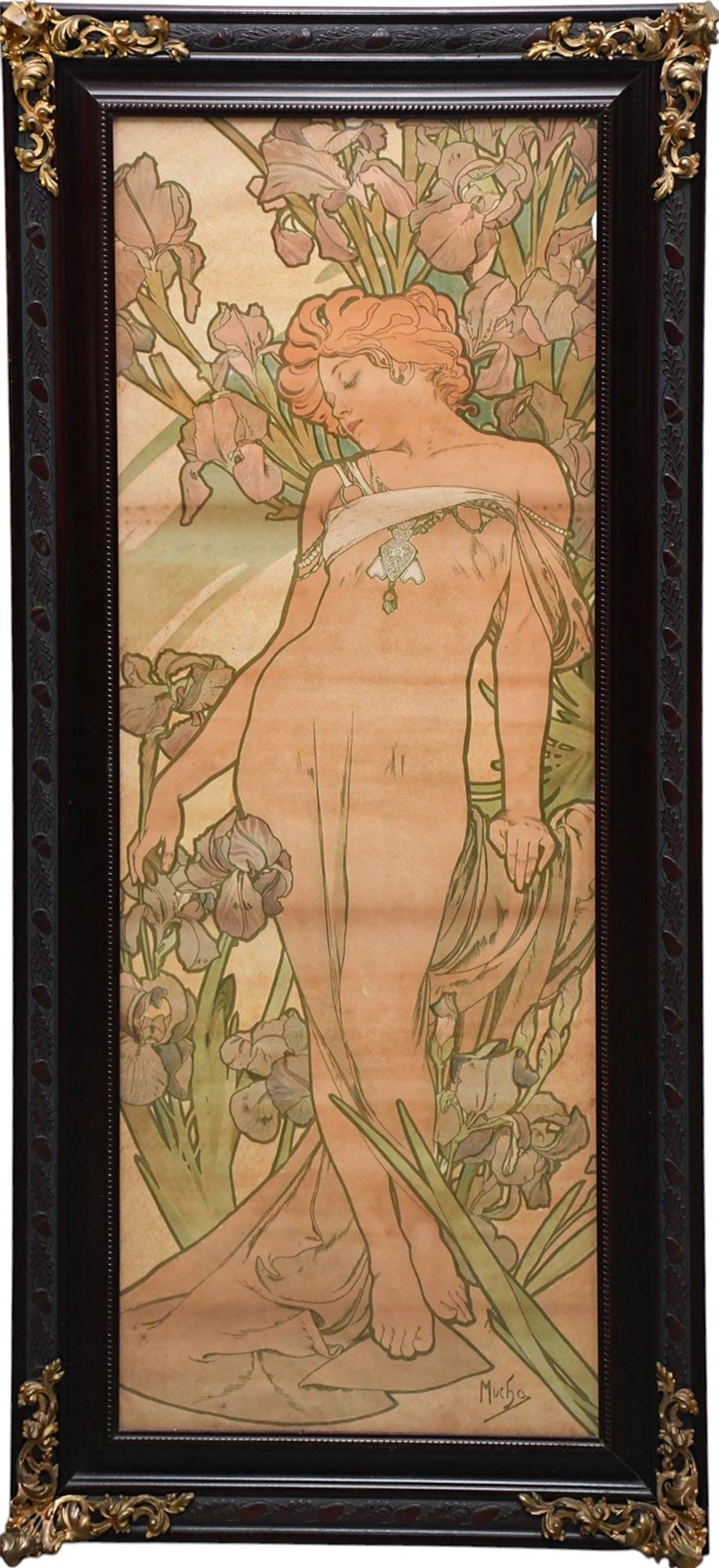 VINTAGE ALPHONSE MUCHA POSTER, Frame 46.5" x 21" (1 of 6)