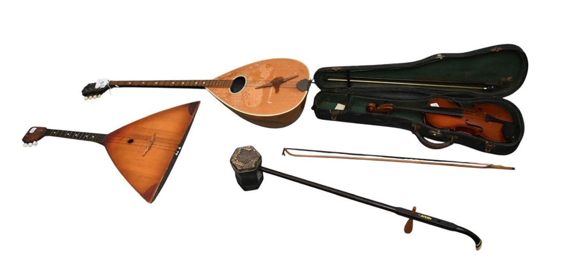 4 Vintage Musical Instruments, 2 Mandolins (Largest Mandolin 39"L x 11"w) Chinese Erhu String (1 of 11)