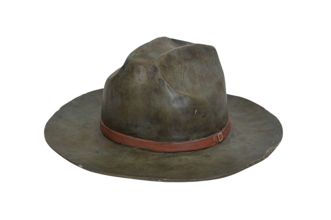 Large Folk Art Wood Cowboy Hat, 6"h x 17"w (1 of 9)