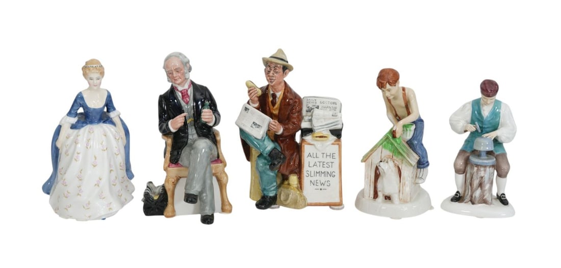 5 Royal Doulton Porcelain Figures, 8"h x 6"w x 4"d (1 of 9)