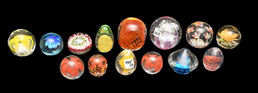 14 Art Glass Paperweights, Unsigned, 4"h x 5"w (1 of 7)