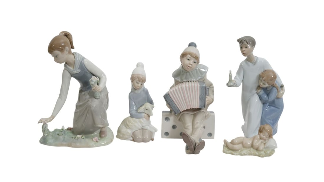 5 Lladro Porcelain Figurines, Largest 8 1/4"h x 5"w x 5"d (1 of 7)