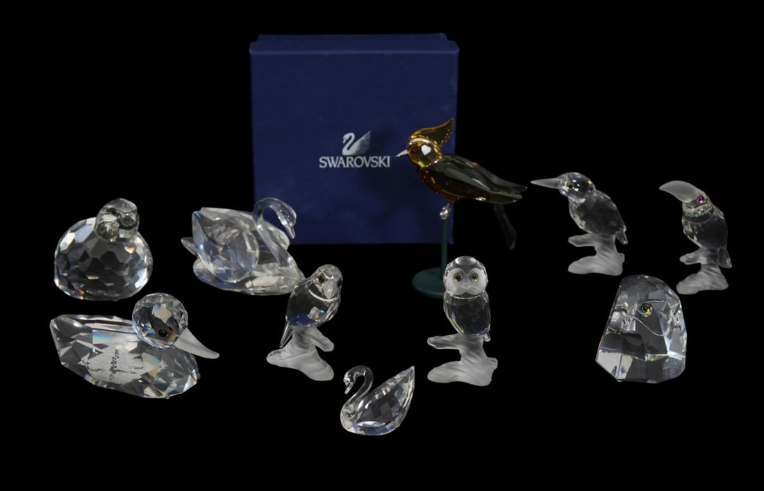 10 Pcs. Swarovski, Birds, Ducks, Owls, Swan and Eagle head (1 of 9)