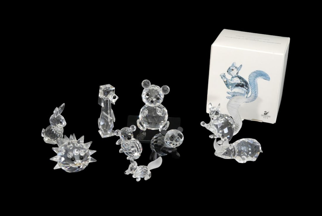 9 Assorted Swarovski Crystal Animals (Squirrel with Box) 4 1/2" x 4" (1 of 8)