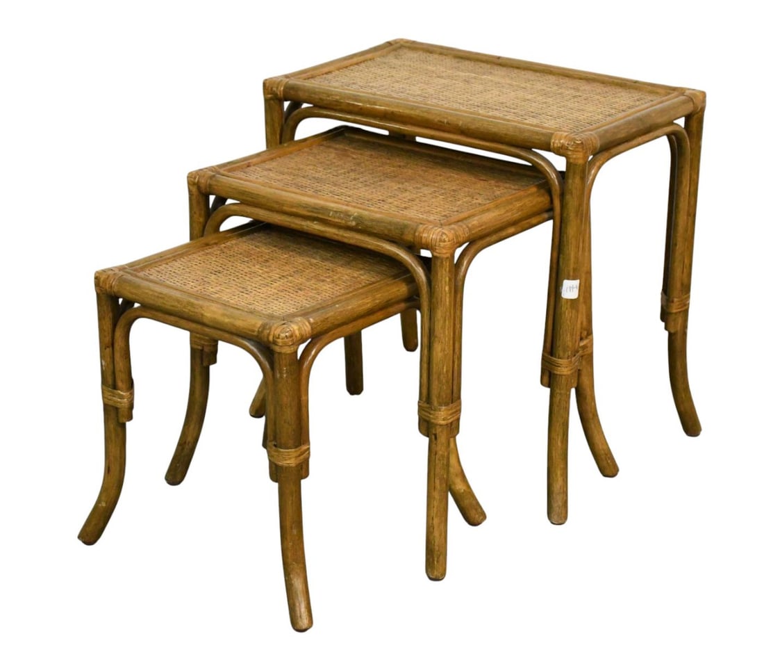 Nest of 3 Rattan Side Tables, 21"h x 22"w (1 of 4)