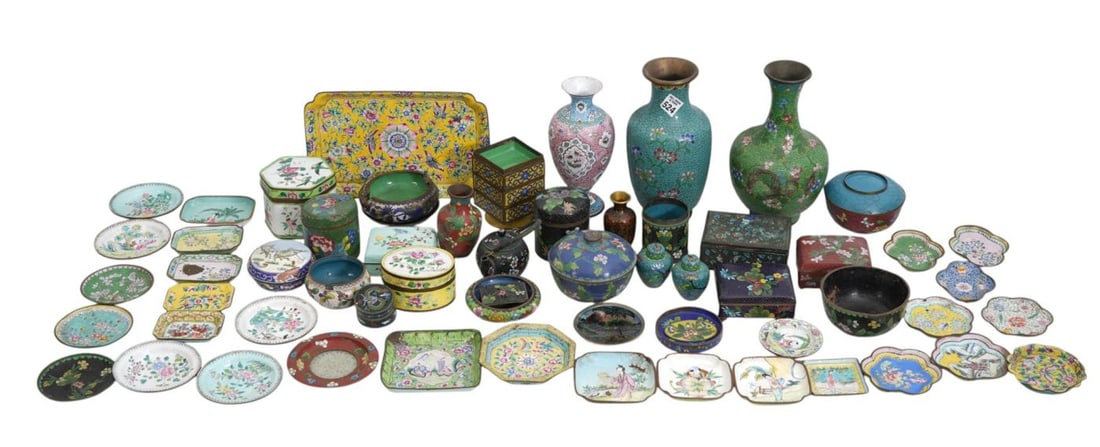Lot of Assorted Cloisonne & Enamelware Tablewares (some as is) (1 of 12)