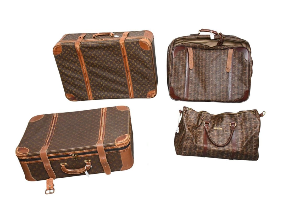 Lot of 4 Suitcases (AS IS VERY WORN), Louis Vuitton Lg. 30.5"W x 10"H x 20.5"D, Louis Vuitton Md. (1 of 7)