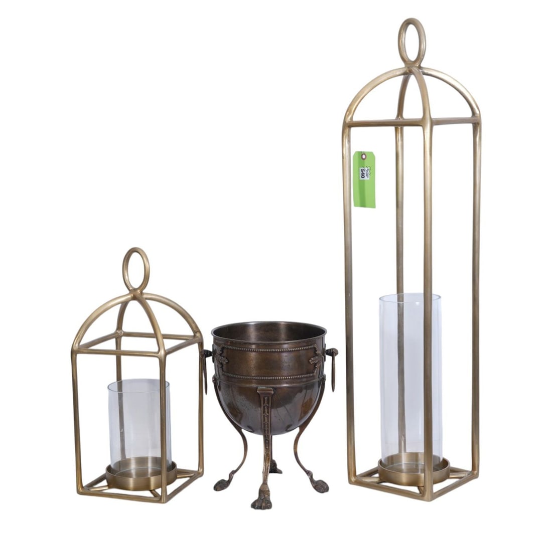 2 Ralph Lauren Brass Tone Lanterns, Largest 38"h x 8"w (1 of 12)