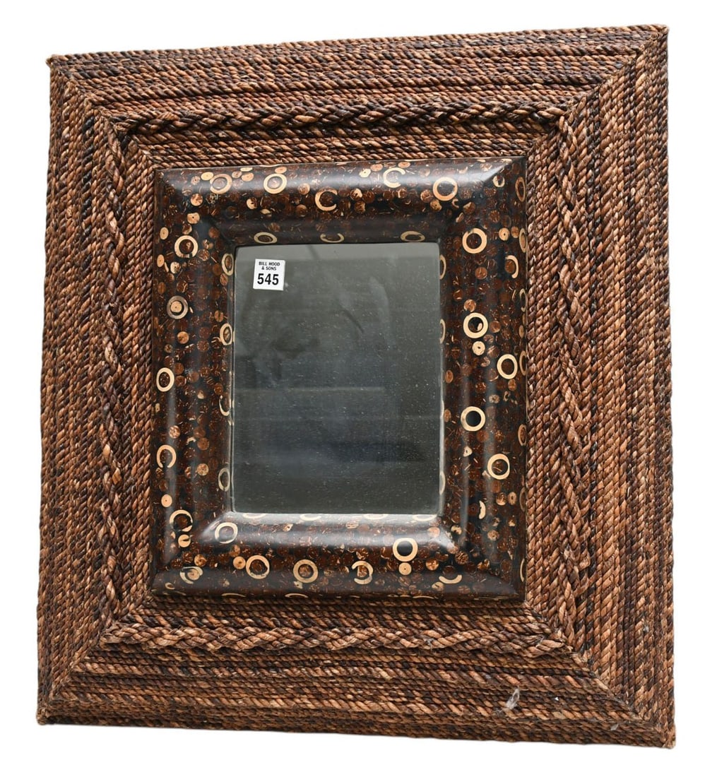 Decorative Mirror with Rope Frame, 25"h x 23"w (1 of 4)