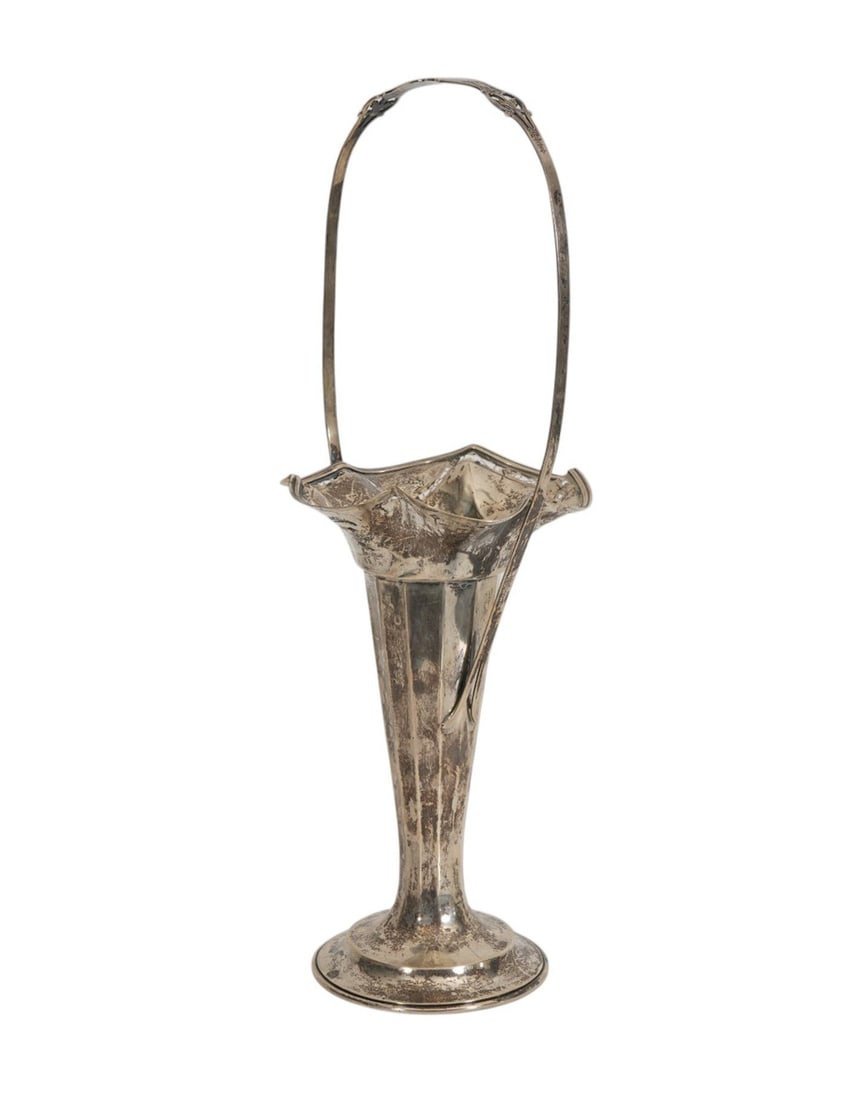 Whiting Sterling Silver Trumpet Vase Weighted. 10.5" tall with handle 17.5" has a few dents (1 of 12)