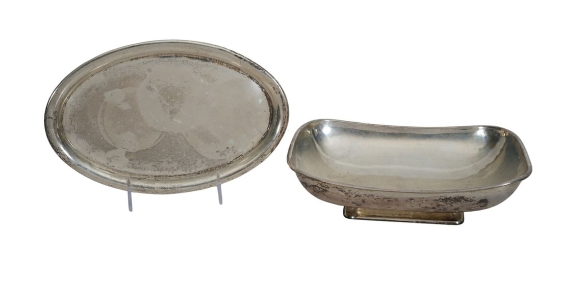 German 830 Silver Bowl & Plate. 17 ozts, bowl 9.5" plate 10" x 6.5": German 830 Silver Bowl & Plate. 17 ozts, bowl 9.5" plate 10" x 6.5"