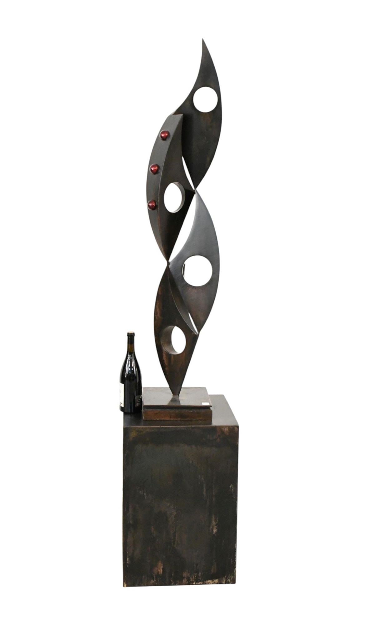 Eugene Perry Metal Abstract Sculpture, "Wicked Eye" on Conforming Metal Base, Signed E. Perry on (1 of 7)