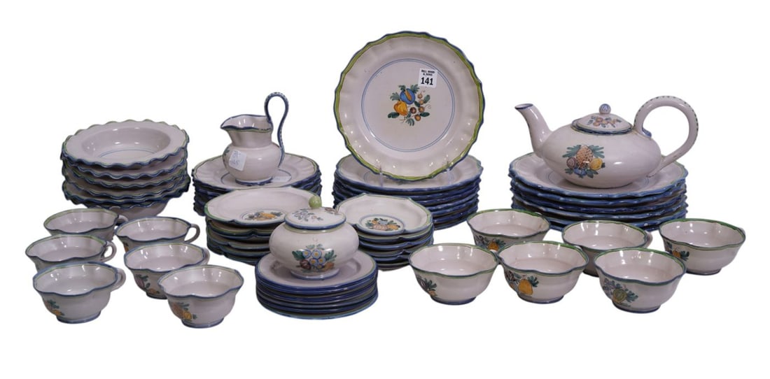 Italian Pottery Dinner Service, Fruit Design in Center, 9 3/4"dia (Some Roughage) (1 of 11)