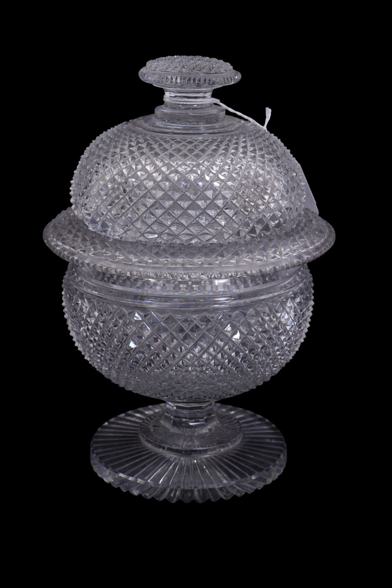 Very Fine Antique Brilliant Cut Period Cut Glass, 2 Pc. Small Pedestal Compote, 9"h x 6"w (flea bite (1 of 6)