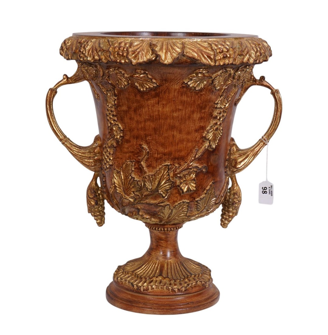Huge Decorative Urn/Champagne Bucket with Gilded Accents, 18"h x 16"dia.: Huge Decorative Urn/Champagne Bucket with Gilded Accents, 18"h x 16"dia.