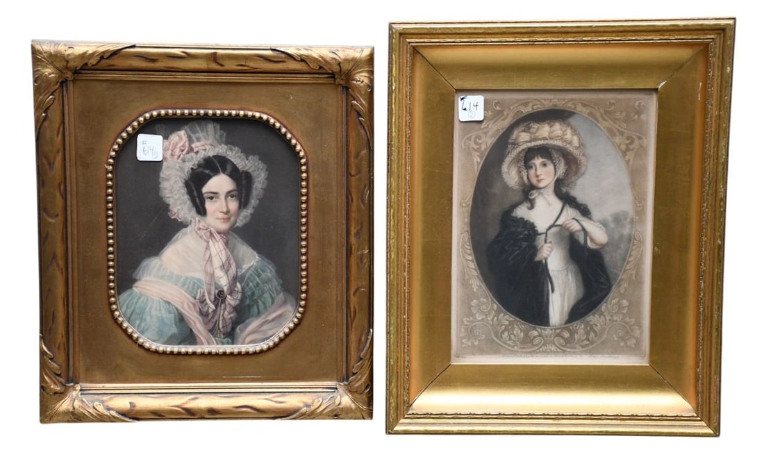 2 Antique Prints of Victorian Portraits in Gilded Frames, Overall 17"h x 13 1/2"w (1 of 6)