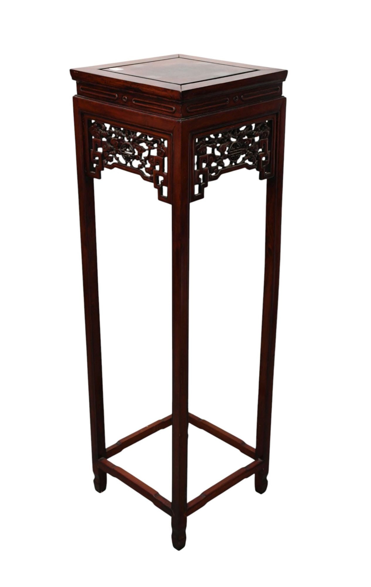 Chinese Tall Pedestal with Fretwork Frieze, 50"h x 15"square: Chinese Tall Pedestal with Fretwork Frieze, 50"h x 15"square
