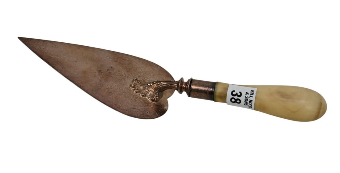 Sterling Silver Trowel with Carved Bone Handle, 11 1/2"L (1 of 4)