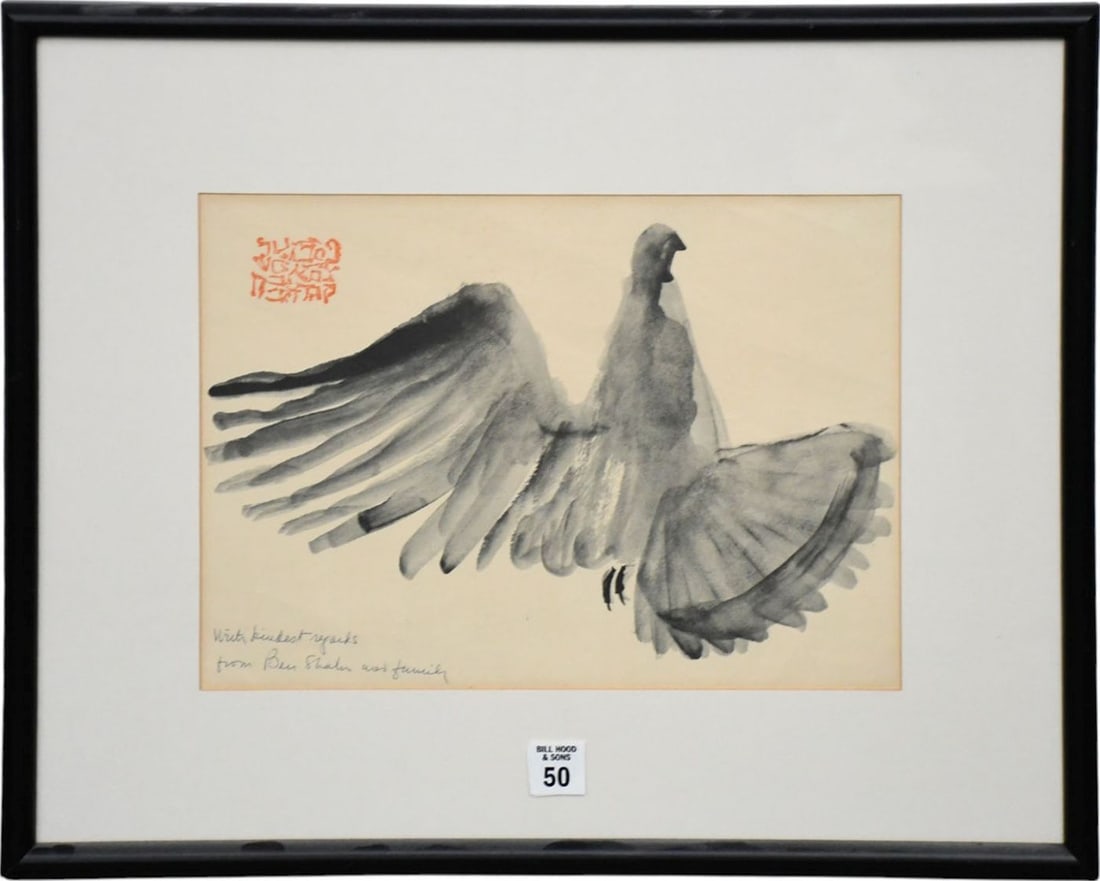Ben Shahn (American 1989-1969) Dove, off-set litho on paper, sight size 9-1/2 x 12-1/2 inches, (1 of 4)