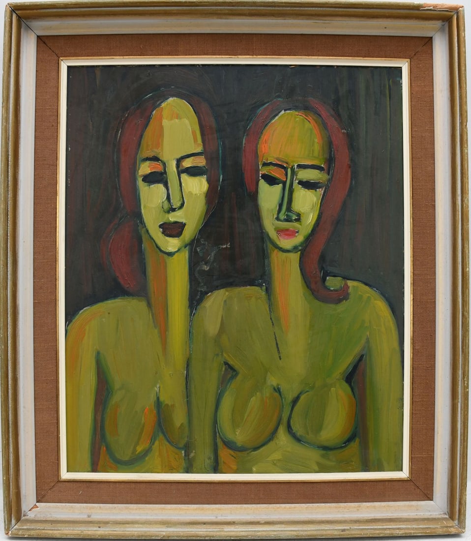 Guta Vardy oil on Masonite, Sisters -1968. signed and dated. 24 x 20 inches. (1 of 5)