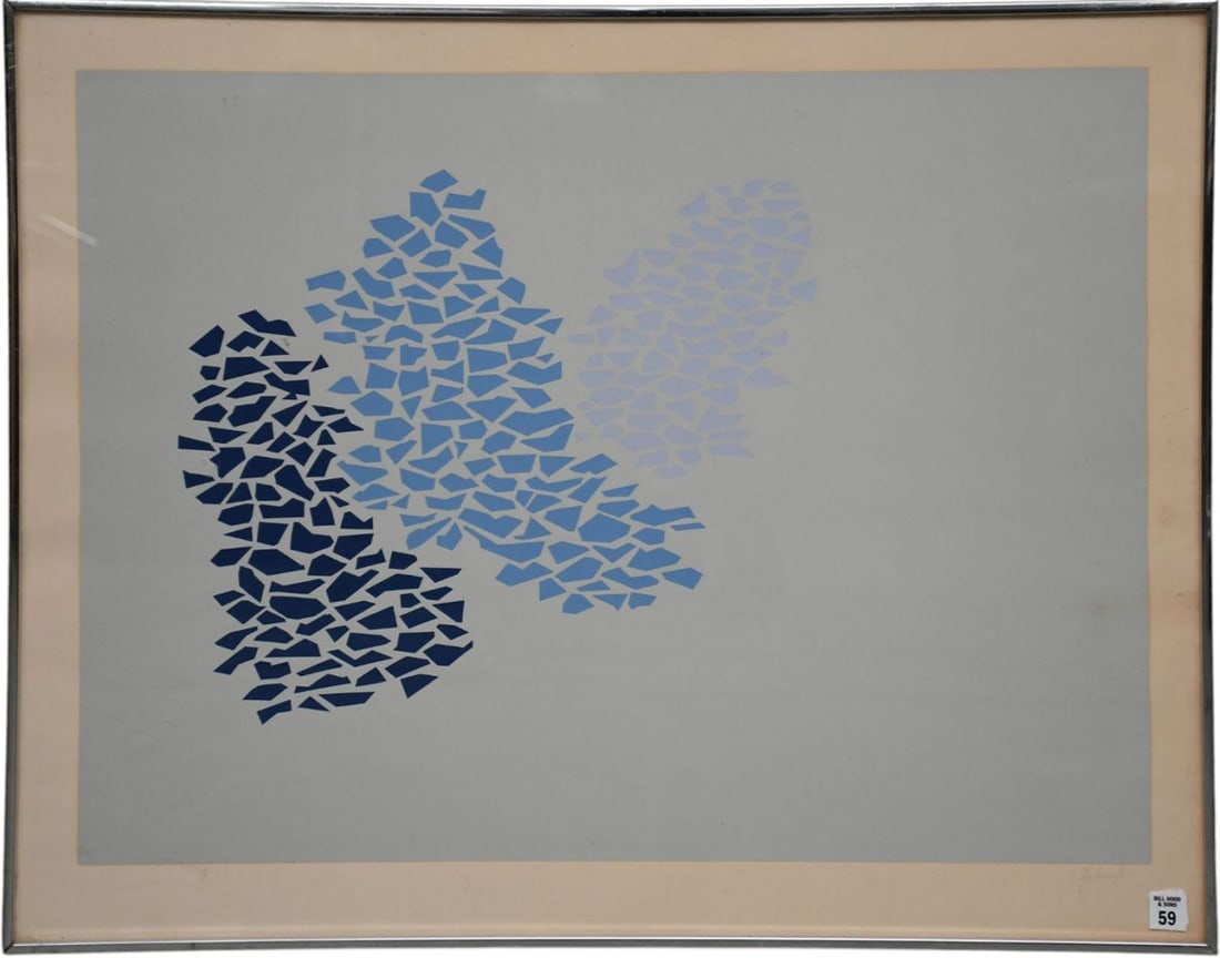 Robert Goodnough (American 1917–2010) Blue Tones-1973. Abstract color screenprint 97/150. (1 of 7)
