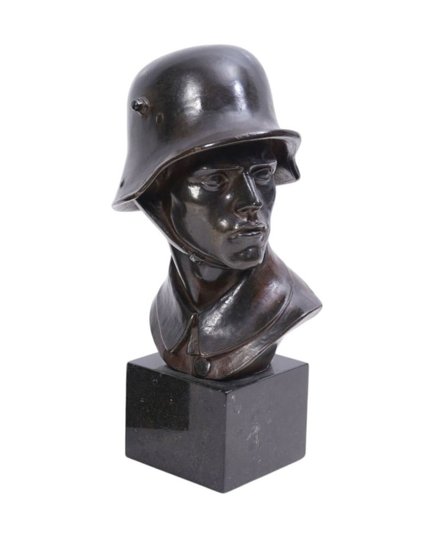 Bronze Bust of German Soldier, Arno Zauche (1875 - 1941), 8 x 5 in. on a 2-1/2 inch base (1 of 7)