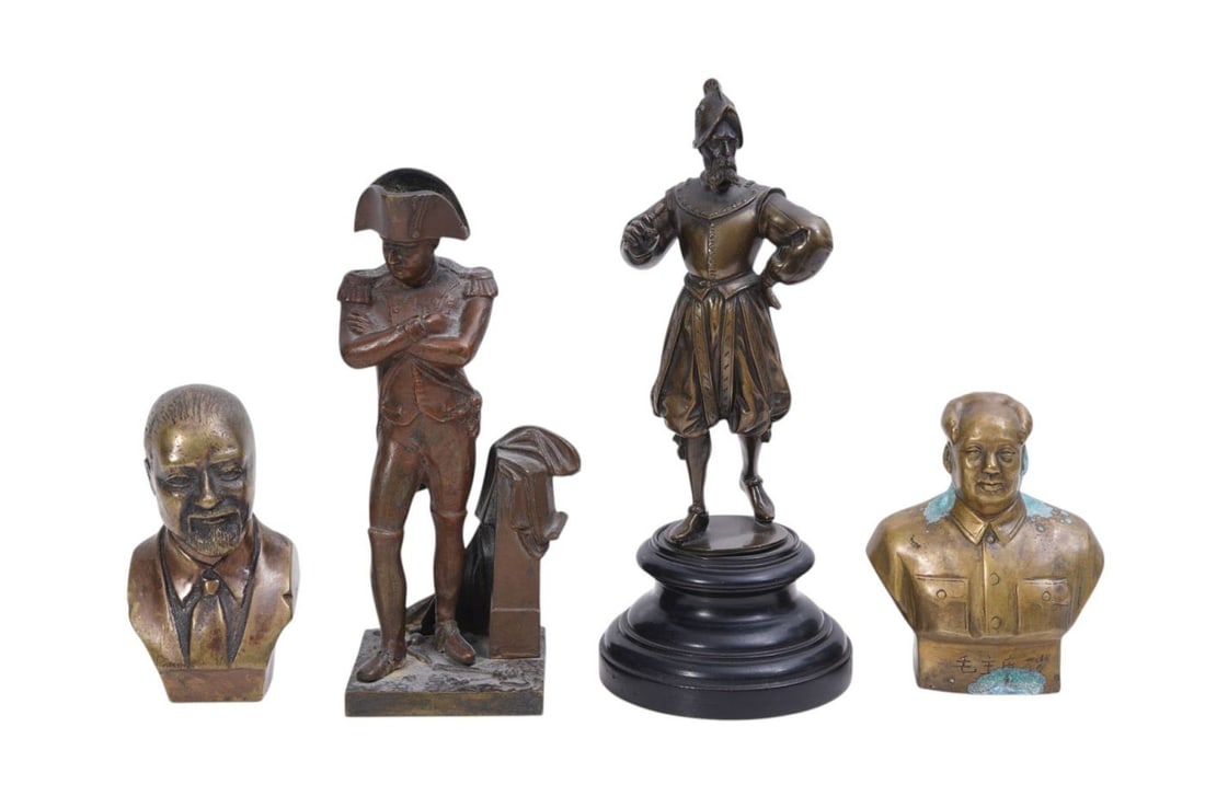 4 Bronze Pcs. Vintage bronze figurine of Napoleon Bonaparte standing with his arms crossed next to a (1 of 8)