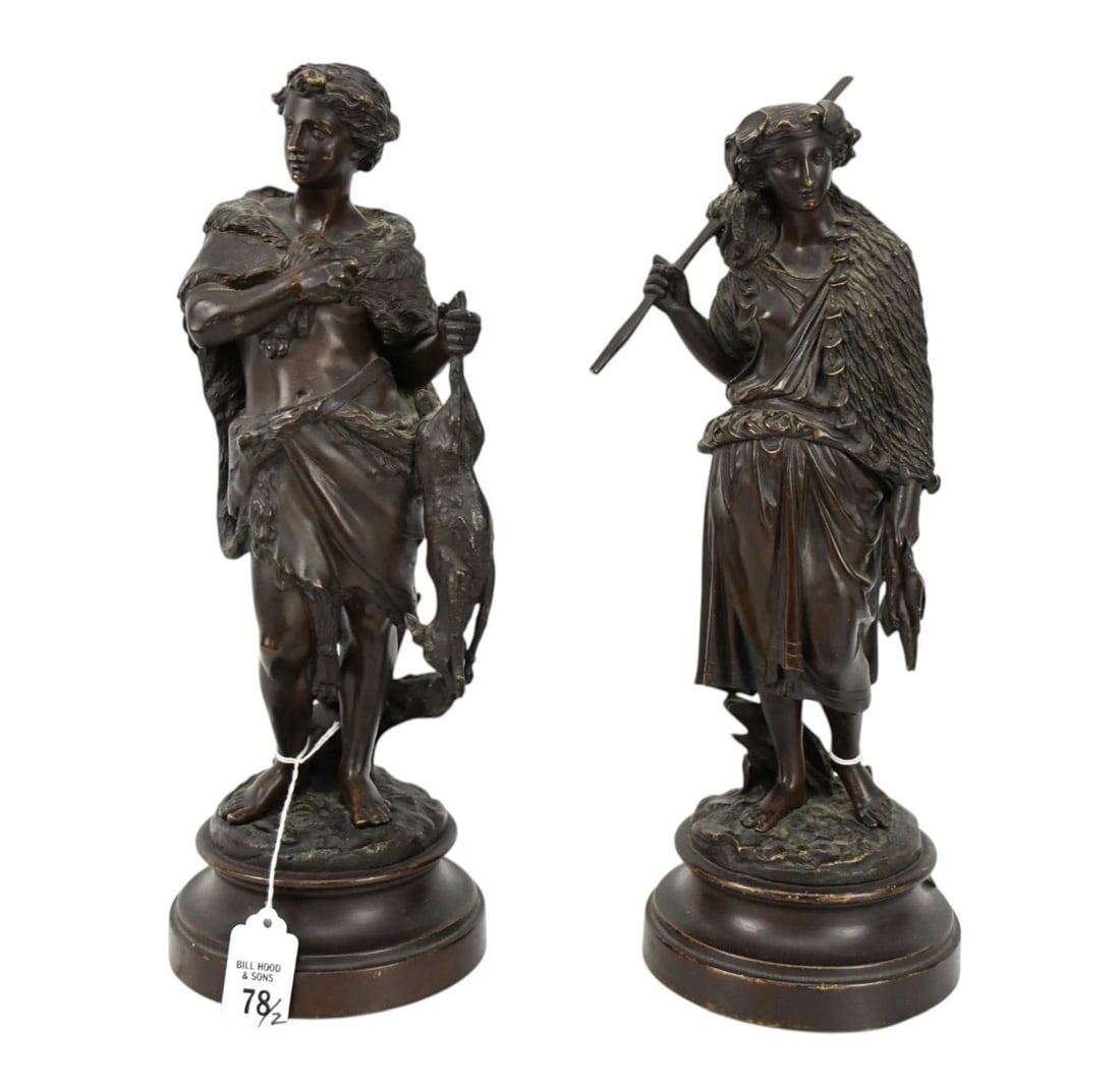 2 Bronze Figural Sculptures, French artist Emile Boyer (1877–1948), Antique Pair Bronze (1 of 14)