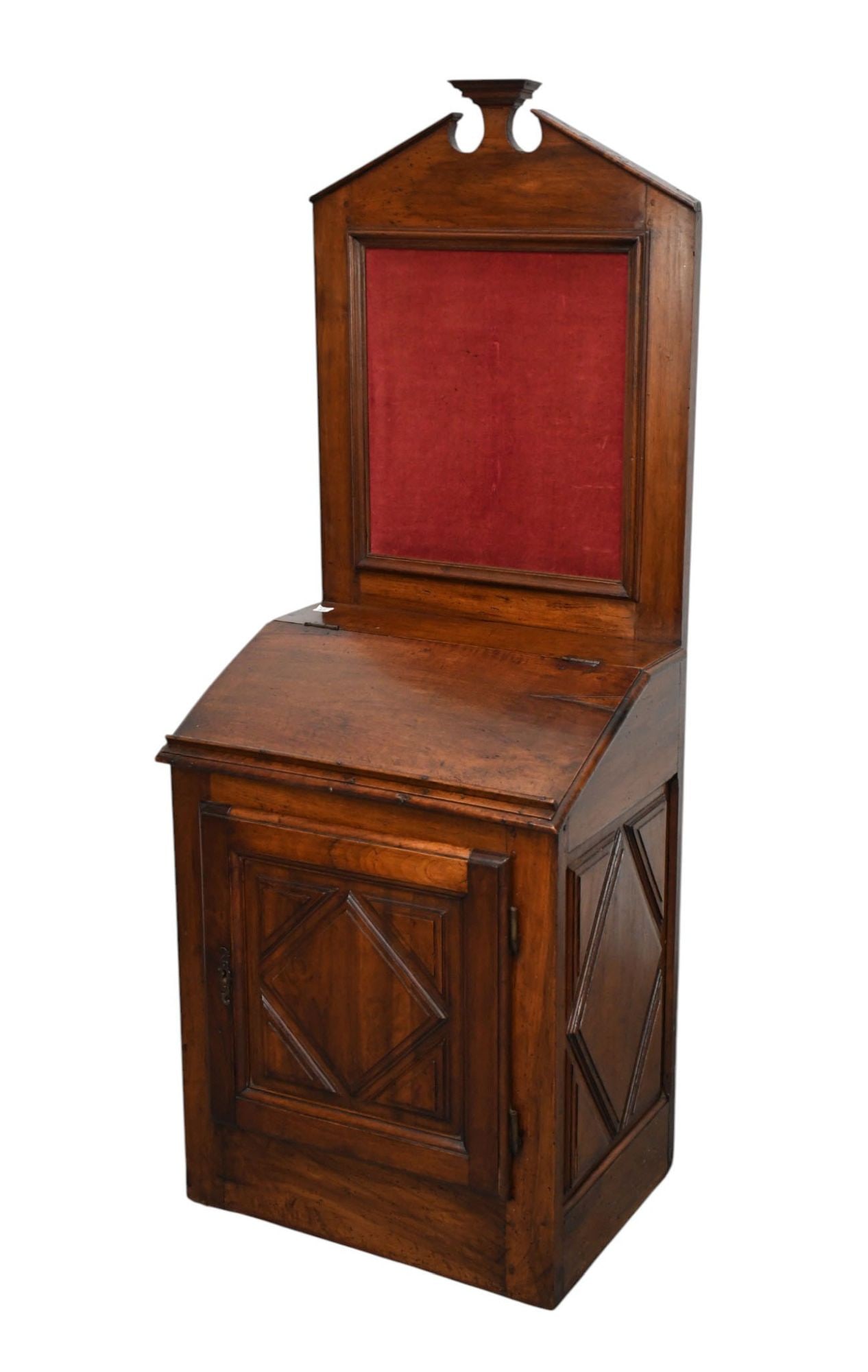Spanish Colonial Church Cabinet with Hinged Slant Top Over Cabinet Door, 66"H x 25"w x 18 1/2"d (1 of 11)