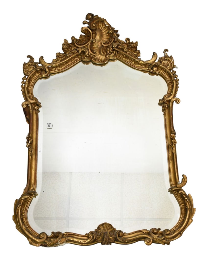 Gilt Rococo 19th c. Frame Mirror, 44"h x 29"w (1 of 5)