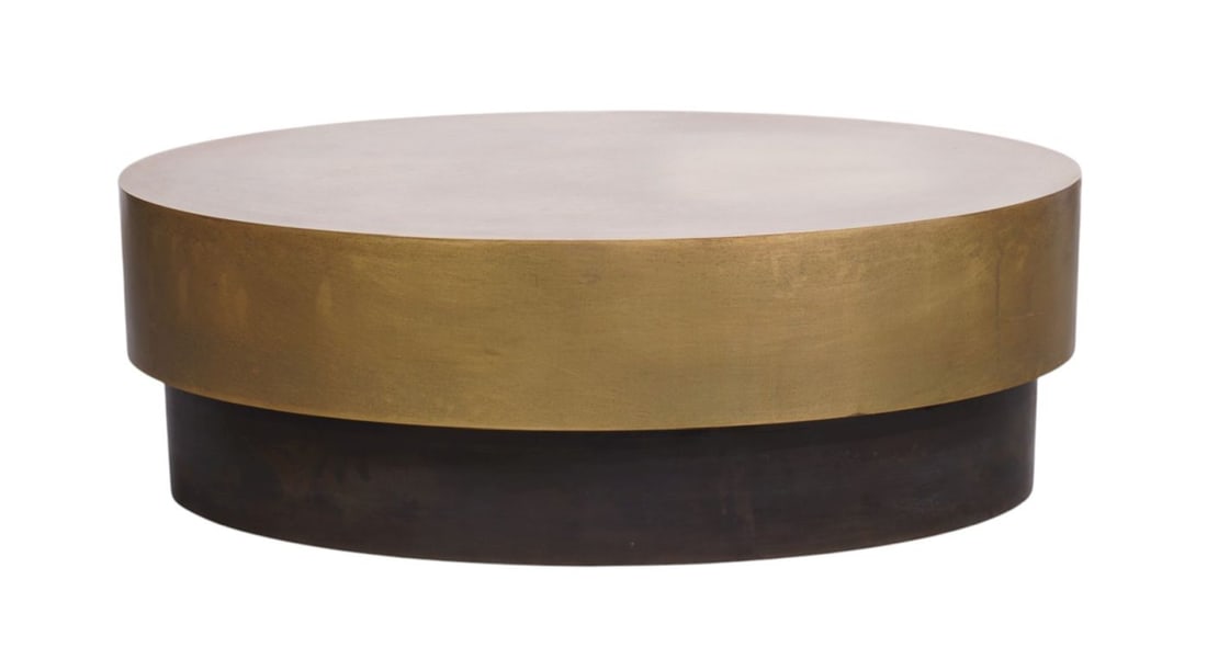 Baxter Oval Coffee Table, Contemporary Brass/Gold Color & Black Laminate Base, 12"h x 35 1/2"w x 20: Baxter Oval Coffee Table, Contemporary Brass/Gold Color & Black Laminate Base, 12"h x 35 1/2"w x 20 1/2"d
