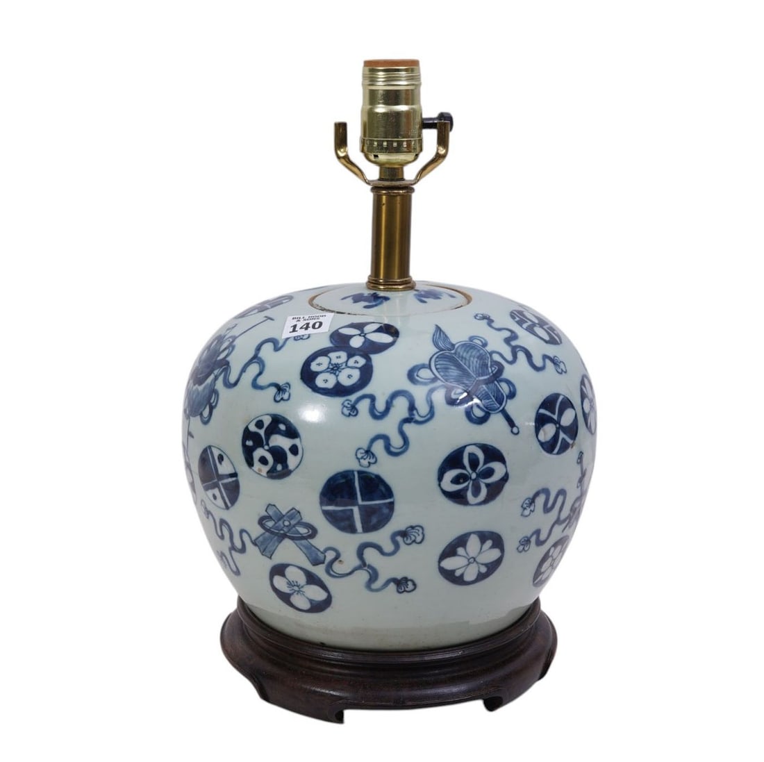 Oriental Blue & White Ginger Jar Mounted as a Lamp, 15"h x 8"d (1 of 6)