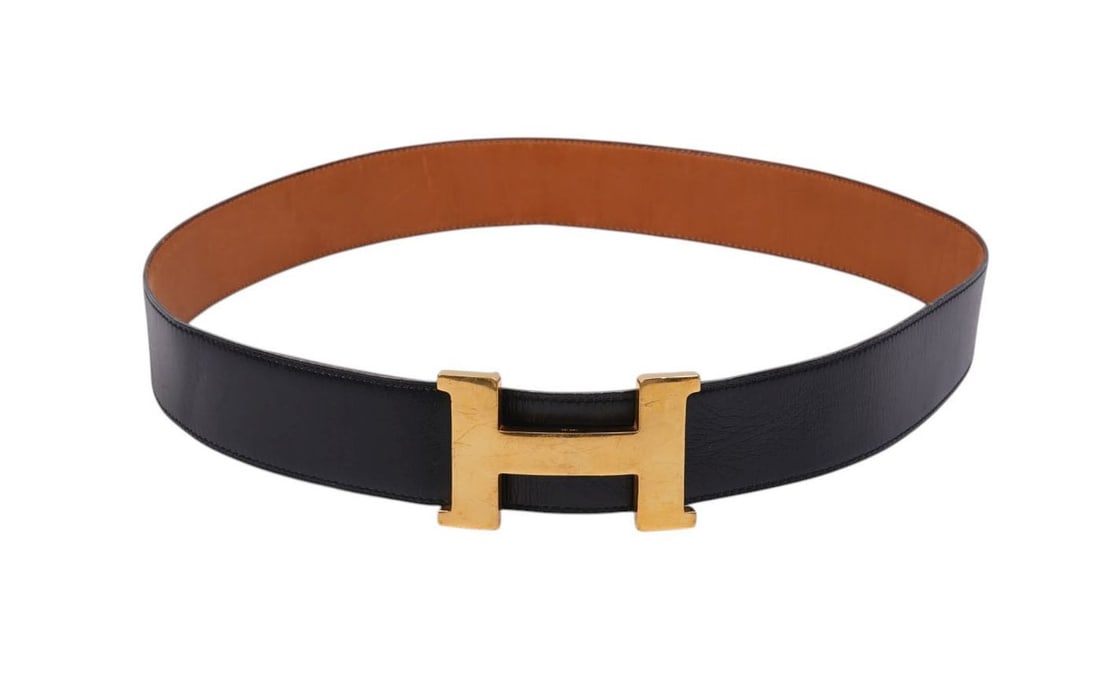 Vintage HERMES Constance Reversible H Belt Black Gold Hardware 42"waist Condition: Fair Buckle (1 of 10)