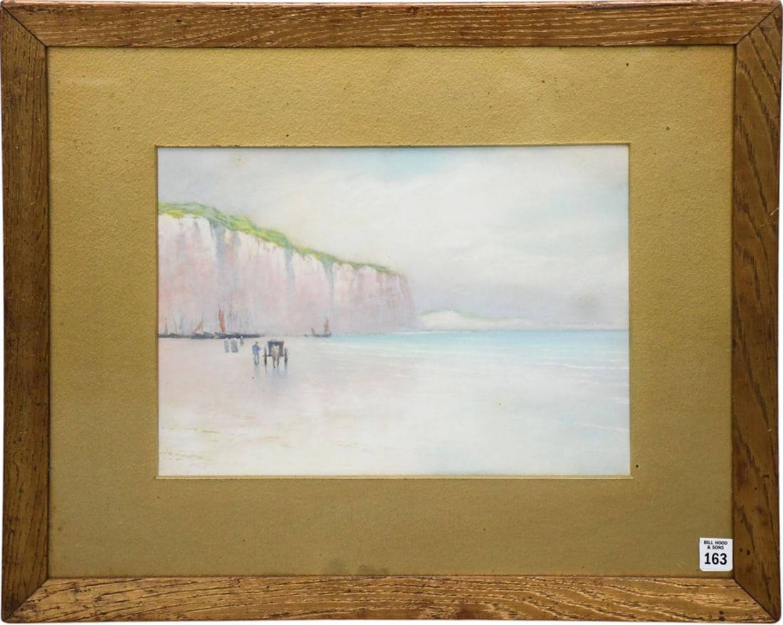 George W. Harvey (American 1855-1930) Watercolor- Ocean Cliff, sight size 11 x 15 inches. overall (1 of 6)