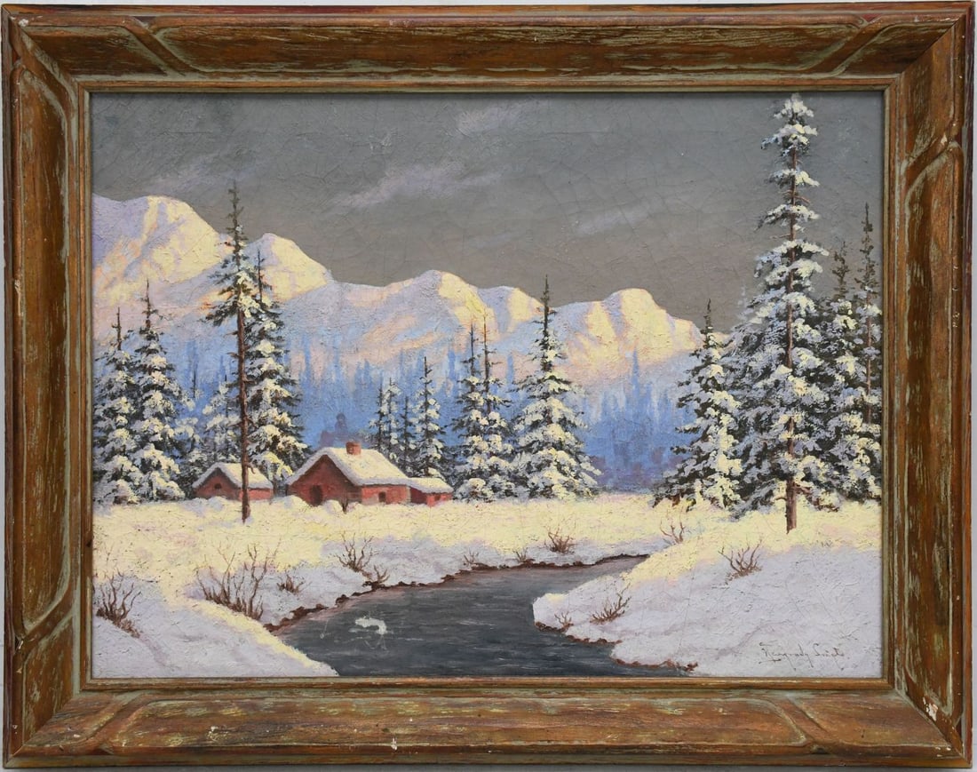Laszlo Neogrady (Hungary, 1896 - 1962) Snow Scene, oil on canvas, 18 x 24 inches. overall framed (1 of 5)