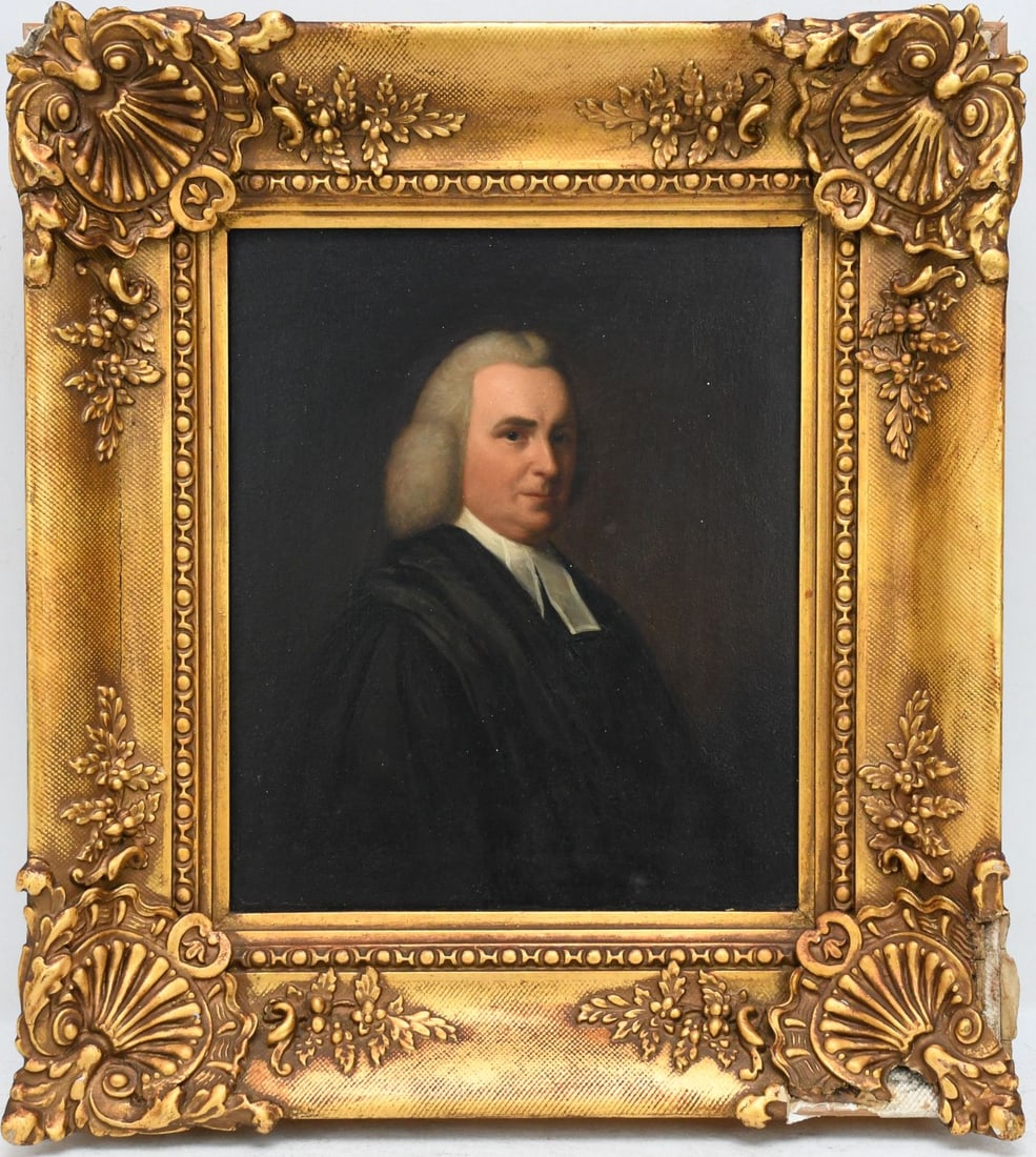 Antique Portrait of a Gentleman, oil on panel, 11-1/4 x 9-1/2 inches. Overall framed size 16-1/2 x (1 of 4)