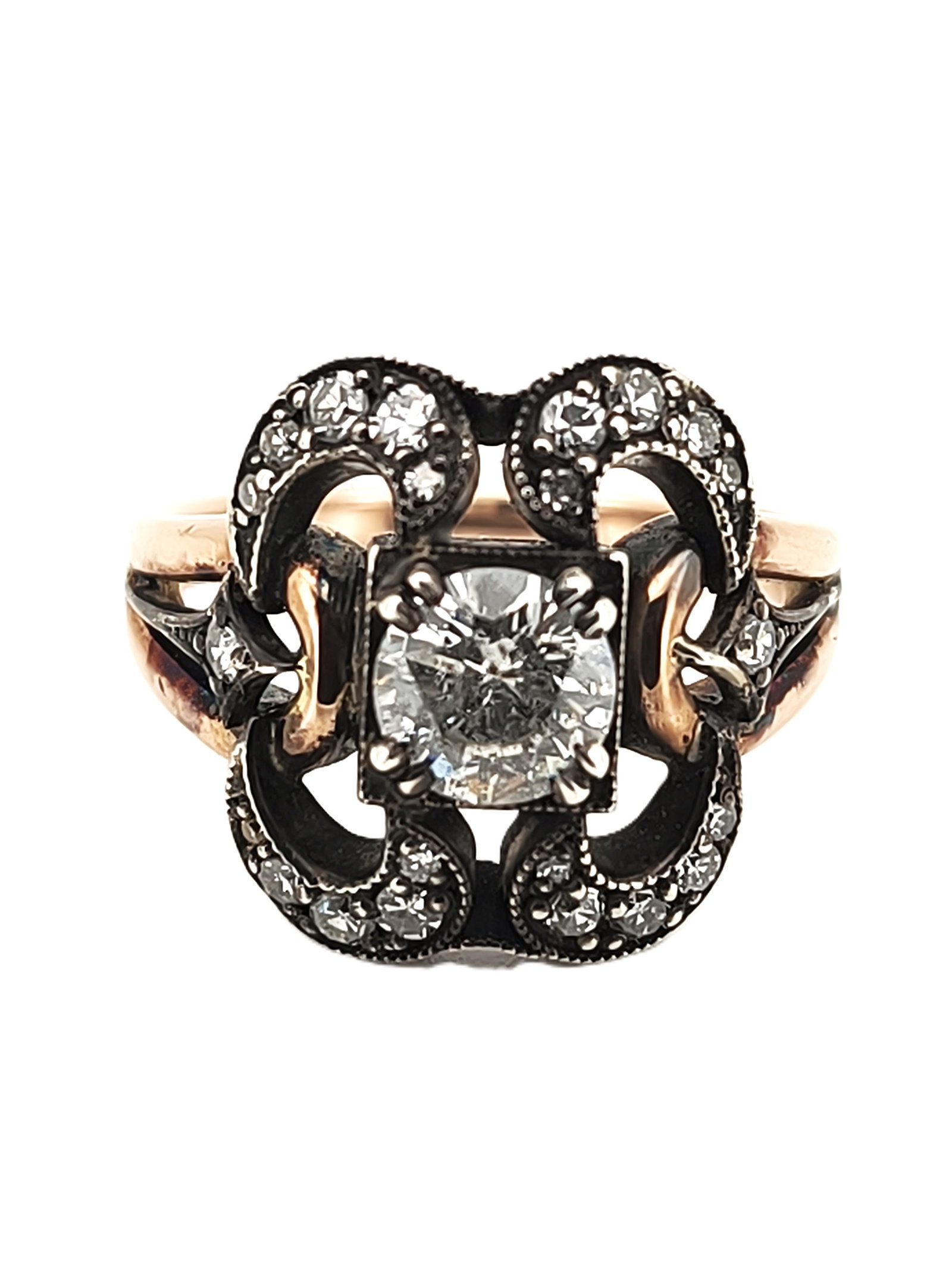 Vintage Imperial Art Deco Era Rose Gold Diamond Engagement Ring. Diamonds Approx. 1.00Ct . Total (1 of 5)