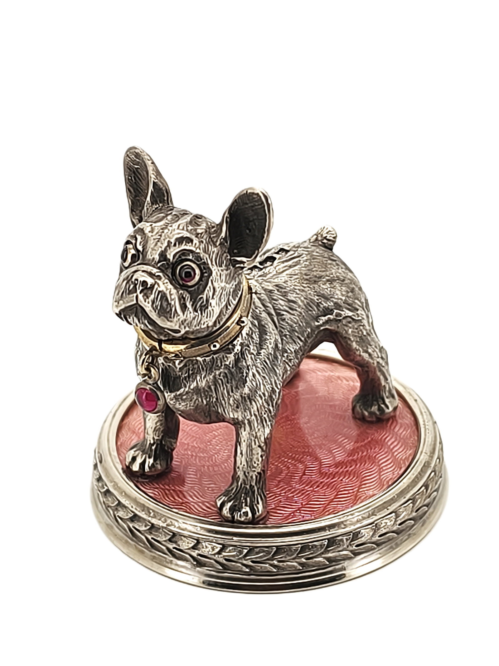 Vintage Imperial Fabergé Era Silver Enamel Bulldog Figurine. Total weight: 114.00 grams. (1 of 5)