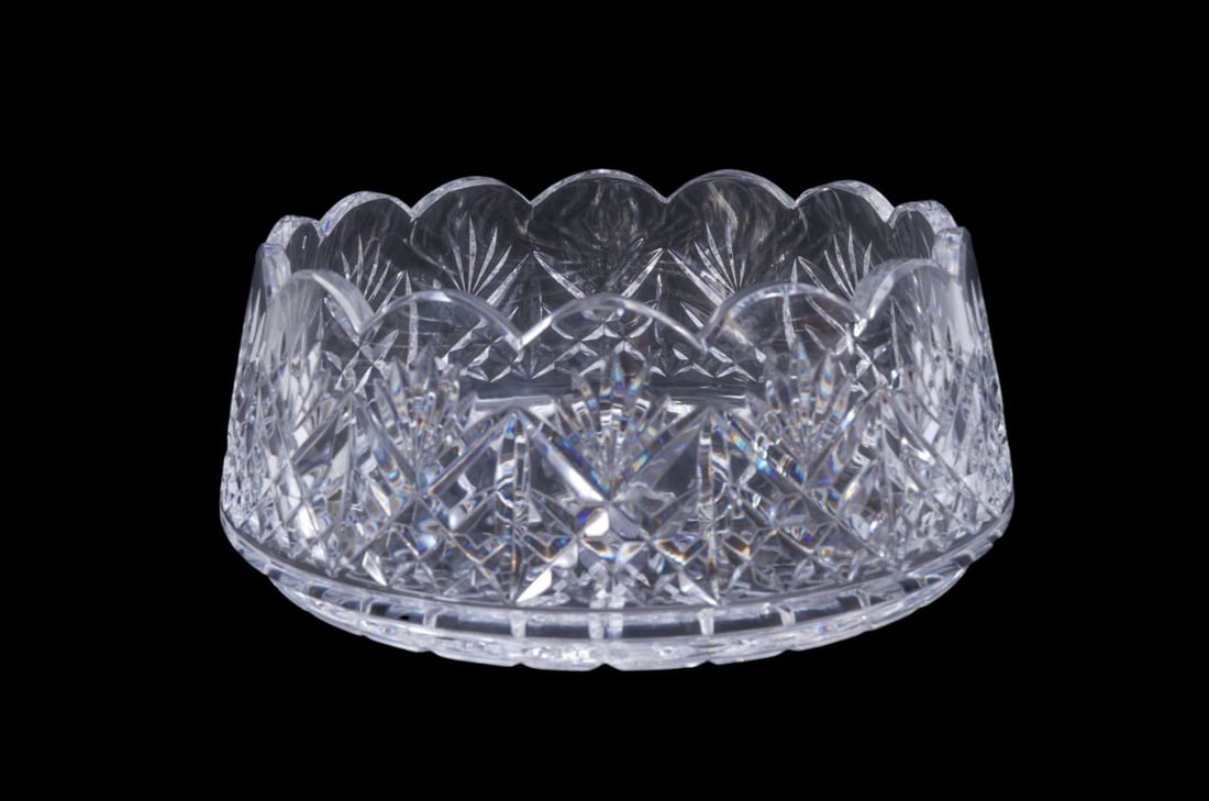 Waterford Crystal Bowl, Large Script Signed Pinwheel, 4 1/2"h x 9 1/2"dia: Waterford Crystal Bowl, Large Script Signed Pinwheel, 4 1/2"h x 9 1/2"dia