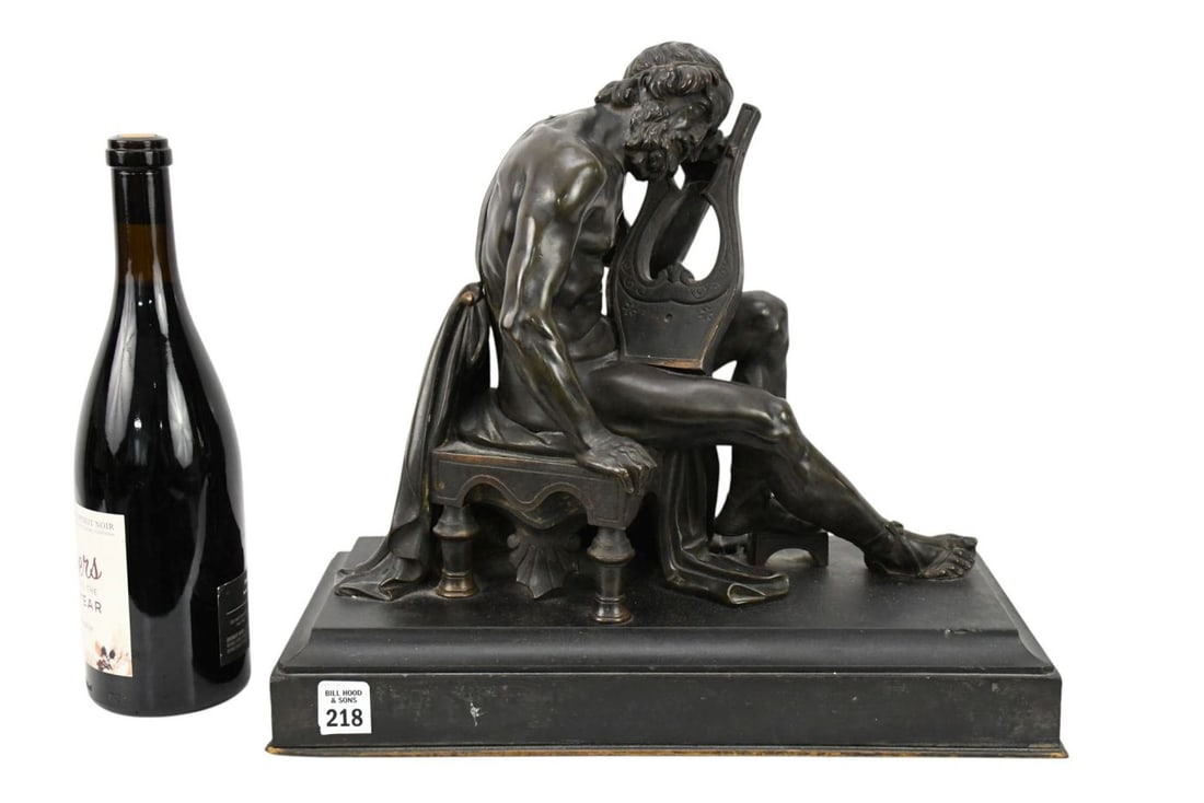 Patinated Bronze of Ulysses Stringing His Bow, 14 1/2"h x 15 1/2"w x 7 1/2"d (1 of 9)