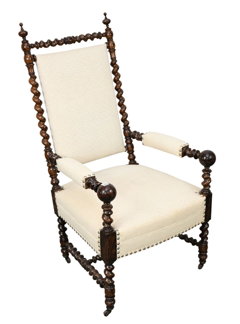Rare 19th c. English Coromandel Turned Wood Armchair, 45"h x 22"w x 23"d (1 of 7)
