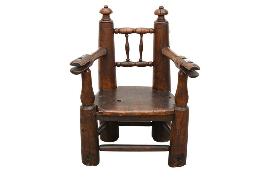 Rare German 17th c. Child's Chair, Label Reveals/Reads "Sammlung Figdoor #559 Lauktion Wein, Label (1 of 14)