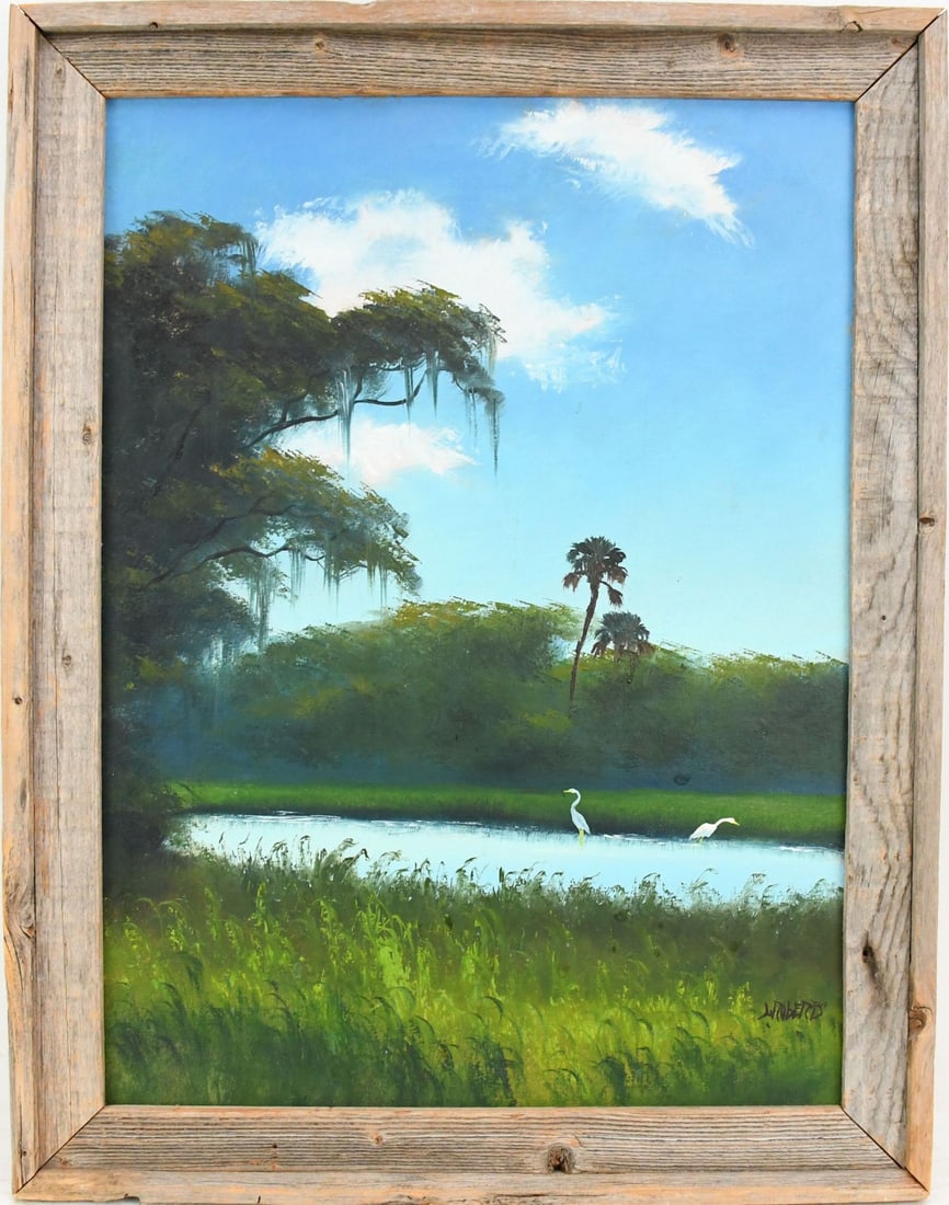 Livingston Roberts “Castro” (1942-2004) Florida Highwaymen Painting. Oil on vintage (1 of 7)