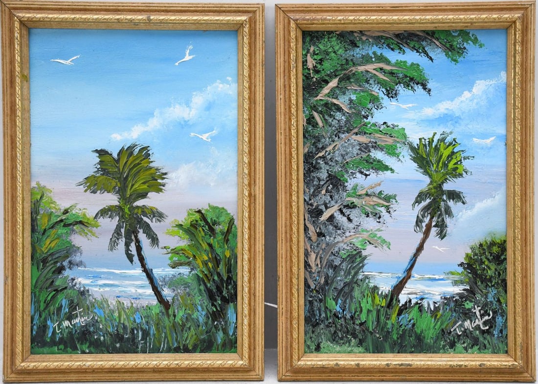 PR. TODD MARTIN FLORIDA ARTIST OOCEAN VIEWS with palm tree. Florida Legacy Artist Painting. Oil on (1 of 5)