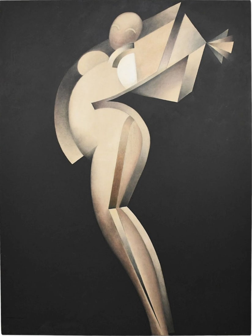 Martin Hoffman (American 1935 - 2013) - Oil on canvas, Large stylized, geometric female figure from: Martin Hoffman (American 1935 - 2013) - Oil on canvas, Large stylized, geometric female figure from the deco series, New York City NYC 74, 60 x 80 inches.