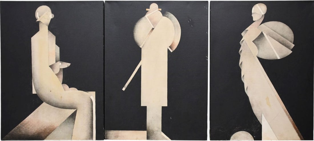 Martin Hoffman (American 1935 - 2013) 3 Paintings sold together: (1) Chrisalis- NYC '75, oil on (1 of 9)